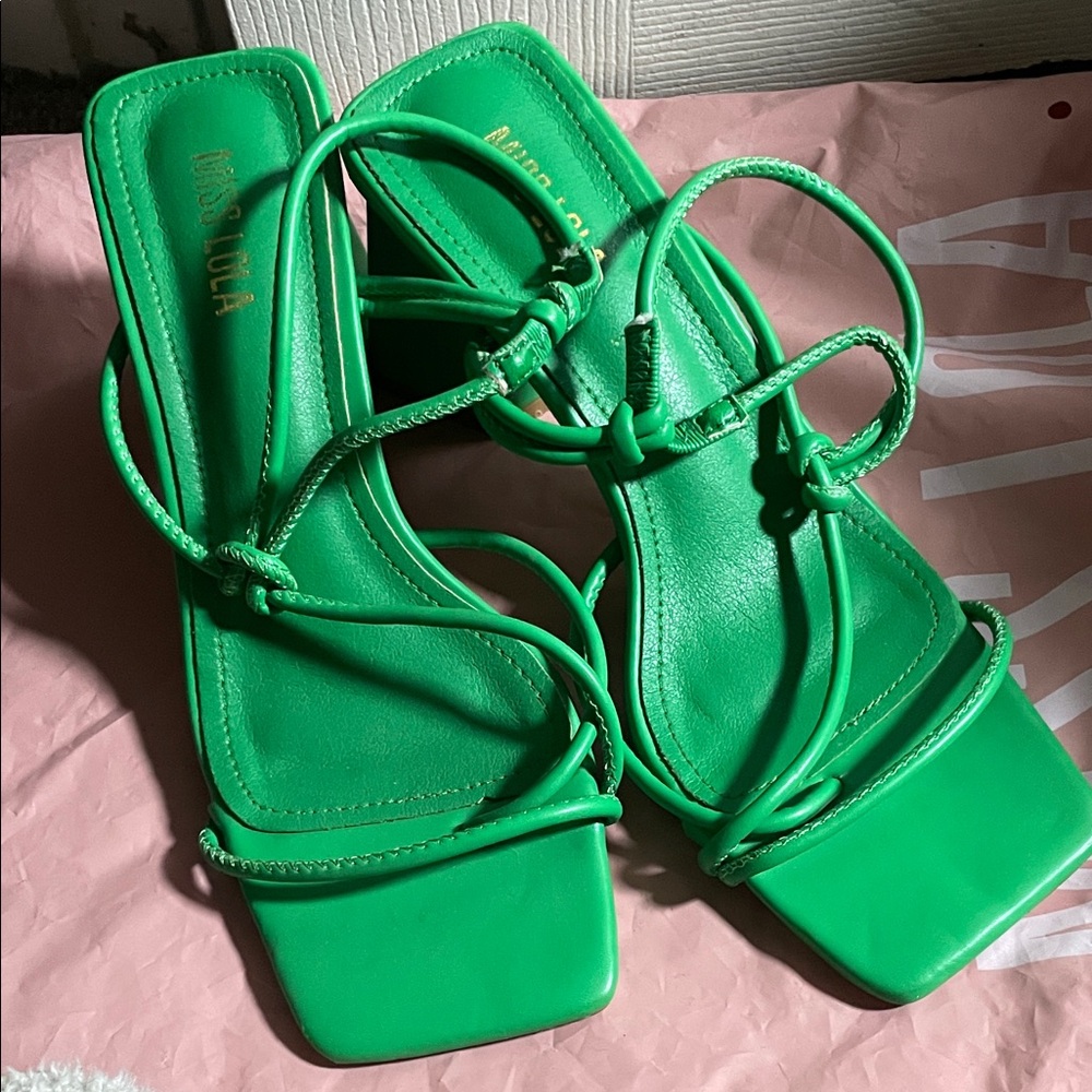 Miss Lola Vibrant Green Strappy Sandals